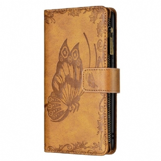 Housse Samsung Galaxy S21 FE Papillon Baroque Poche Zippée