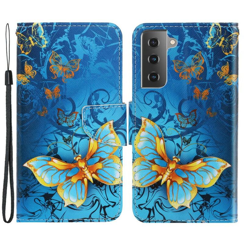 Housse Samsung Galaxy S21 FE Variations Papillons à Lanière