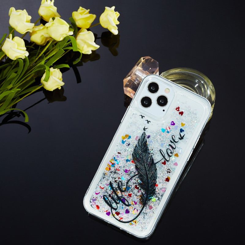 Coque iPhone 15 Pro Max Paillettes Plume