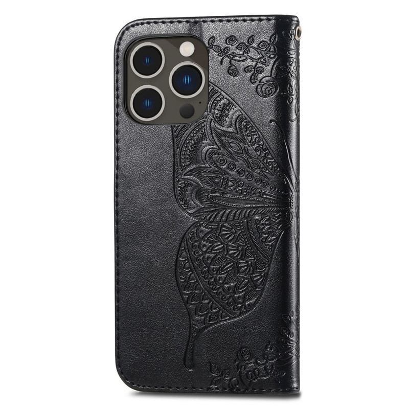 Housse iPhone 15 Pro Max Papillon Baroque à Lanière