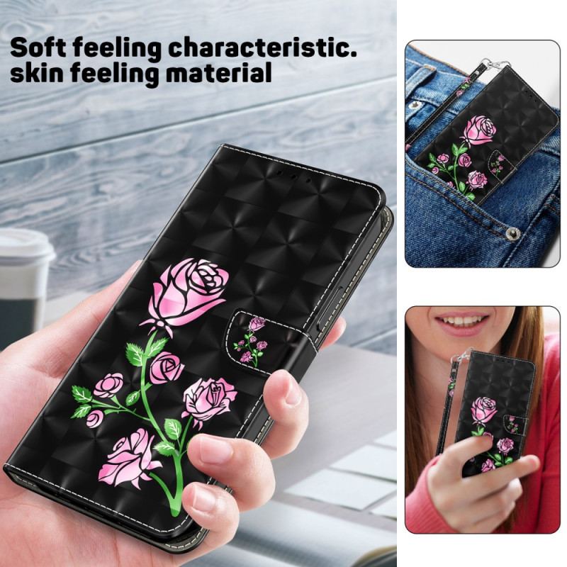 Housse iPhone 15 Pro Max Roses à Lanière