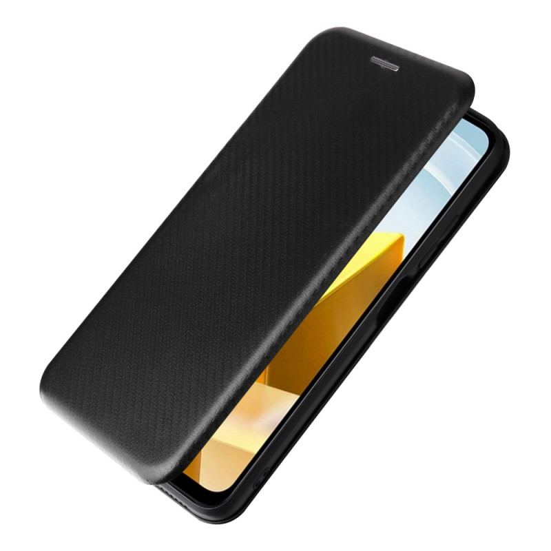 Flip Cover Poco M5 Fibre Carbone