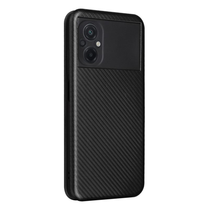 Flip Cover Poco M5 Fibre Carbone