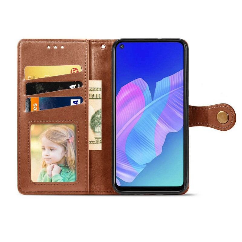 Housse Huawei P40 Lite E / Y7p Simili Cuir et Fermoir Vintage