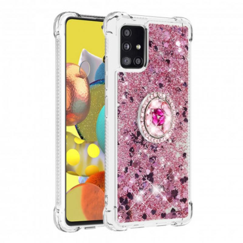 Coque Samsung Galaxy A51 5G Paillettes avec Anneau-Support