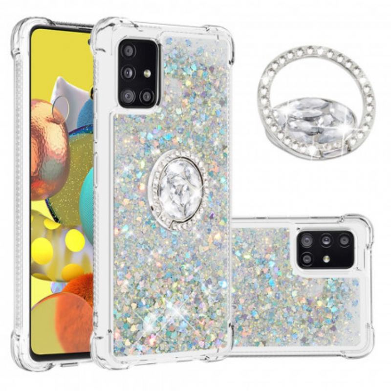 Coque Samsung Galaxy A51 5G Paillettes avec Anneau-Support