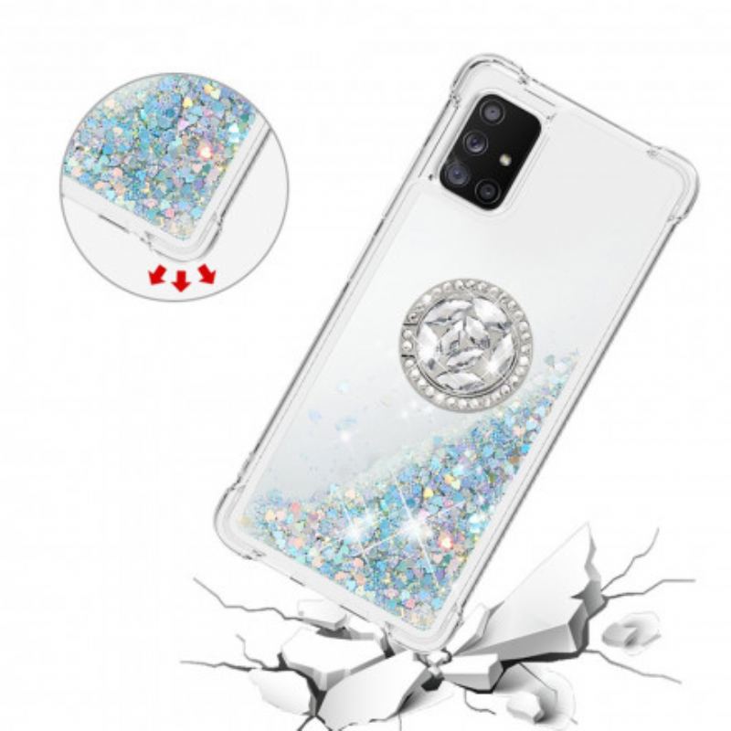 Coque Samsung Galaxy A51 5G Paillettes avec Anneau-Support