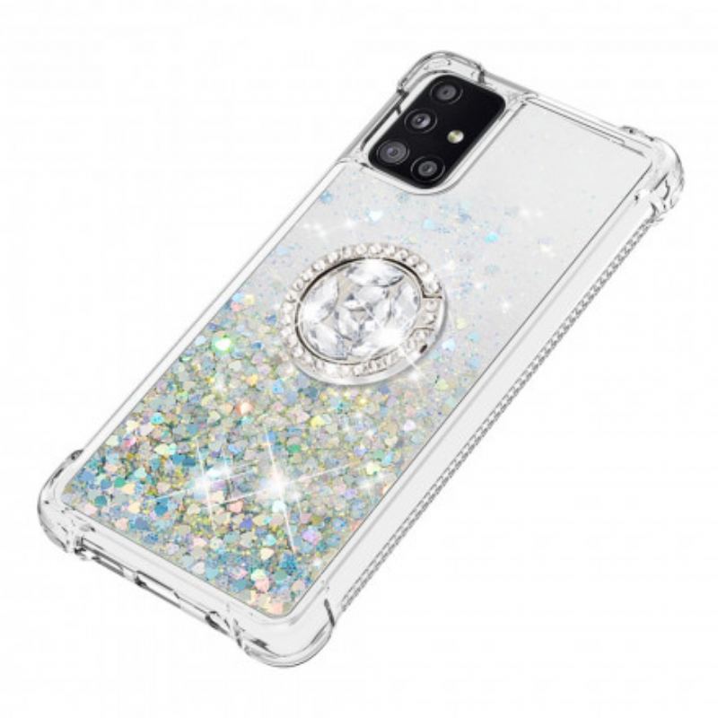 Coque Samsung Galaxy A51 5G Paillettes avec Anneau-Support