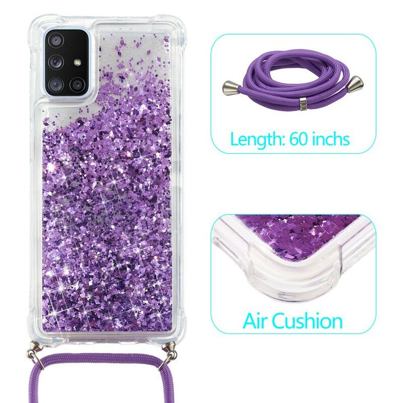 Coque Samsung Galaxy A51 5G Paillettes avec Cordon