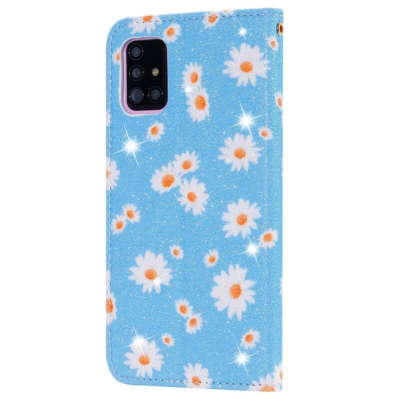 Flip Cover Samsung Galaxy A51 5G Simili Cuir Marguerites