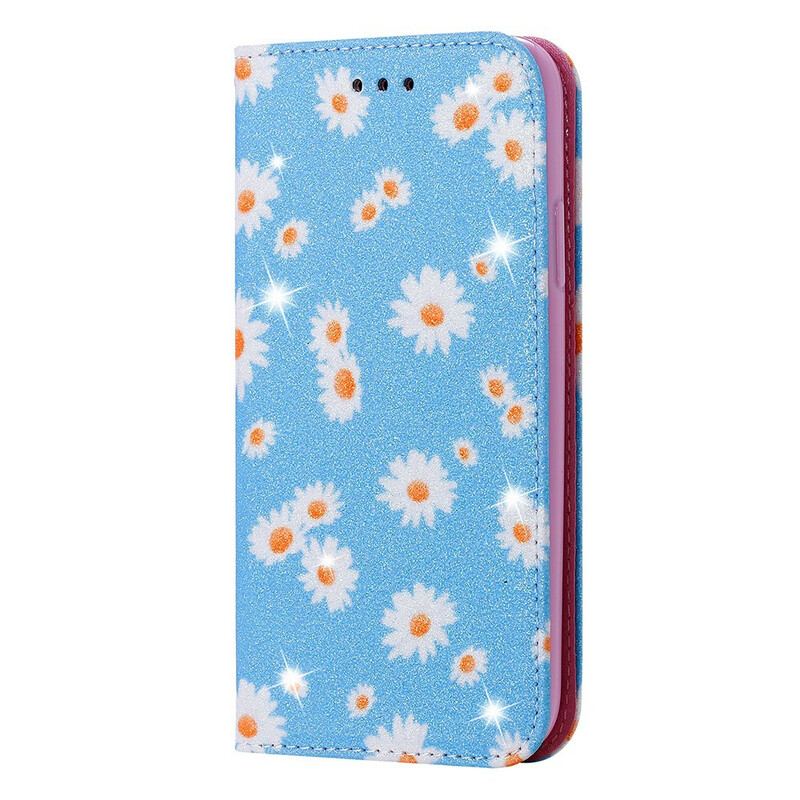 Flip Cover Samsung Galaxy A51 5G Simili Cuir Marguerites