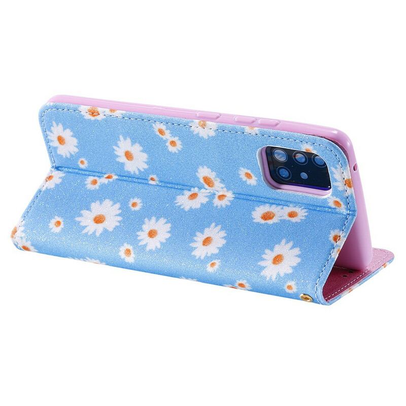 Flip Cover Samsung Galaxy A51 5G Simili Cuir Marguerites