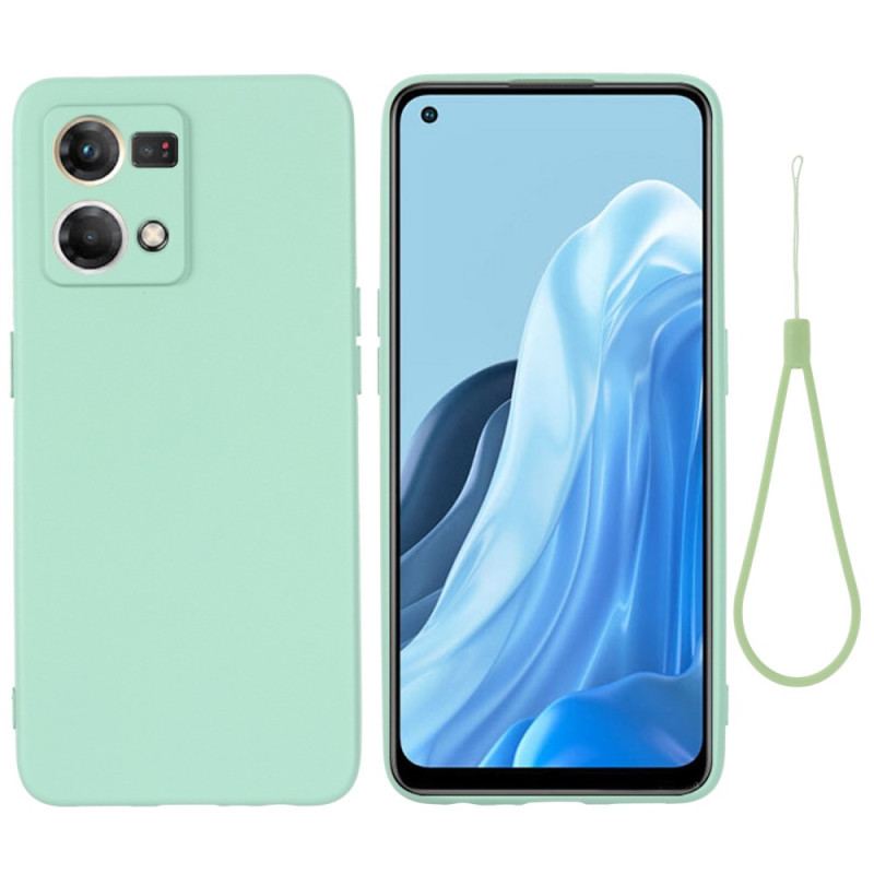 Coque Oppo Reno 7 Silicone Liquide Avec Lanière