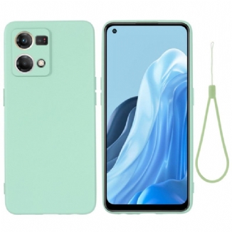 Coque Oppo Reno 7 Silicone Liquide Avec Lanière