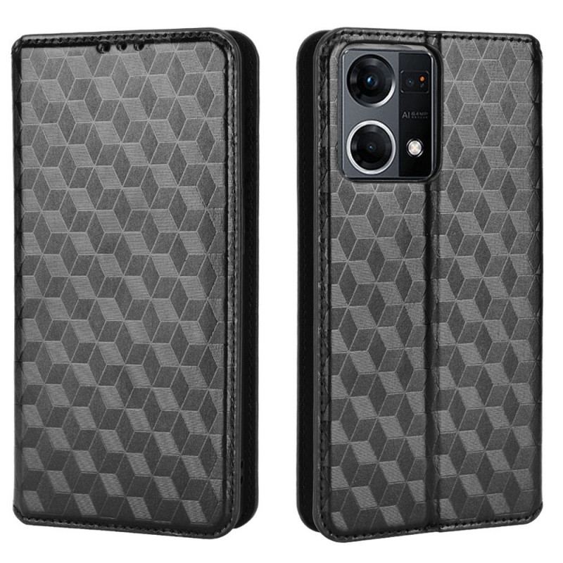 Flip Cover Oppo Reno 7 Effet Cuir Cubes 3D