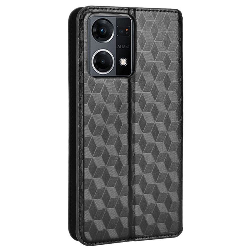 Flip Cover Oppo Reno 7 Effet Cuir Cubes 3D