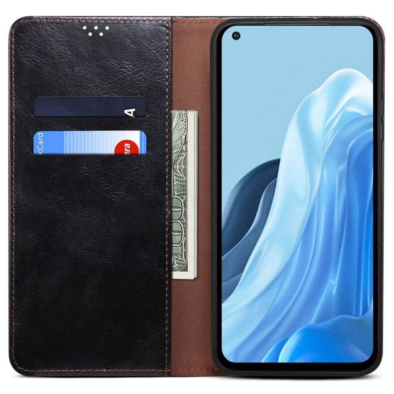 Flip Cover Oppo Reno 7 Simili Cuir Ciré