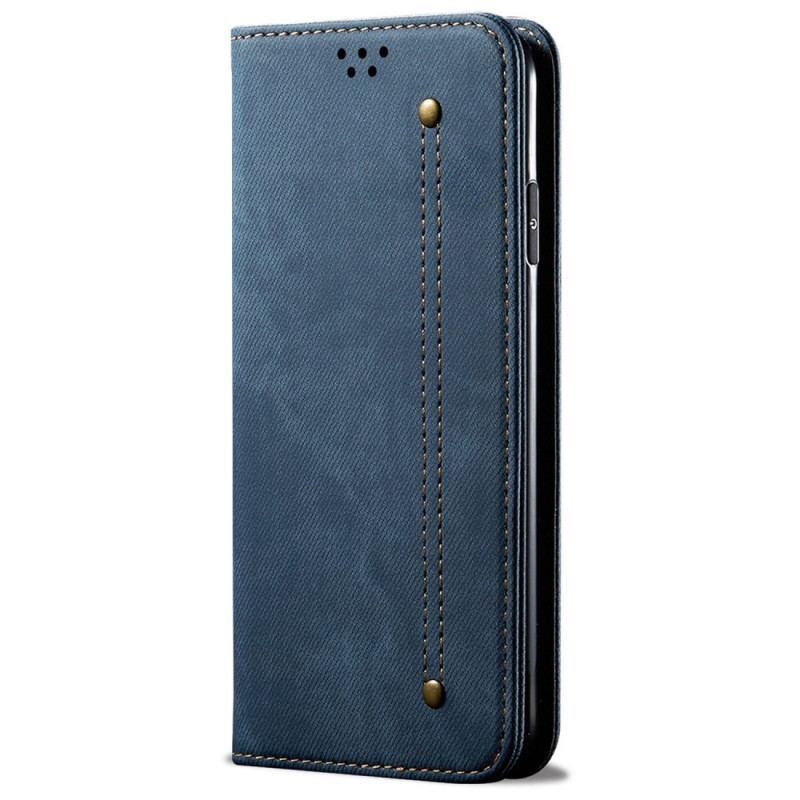 Flip Cover Oppo Reno 7 Tissu Jeans