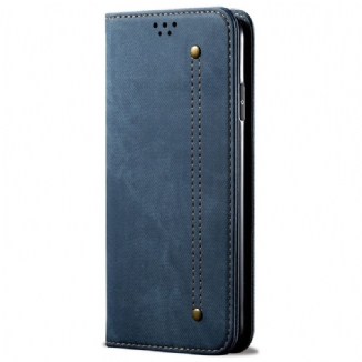 Flip Cover Oppo Reno 7 Tissu Jeans