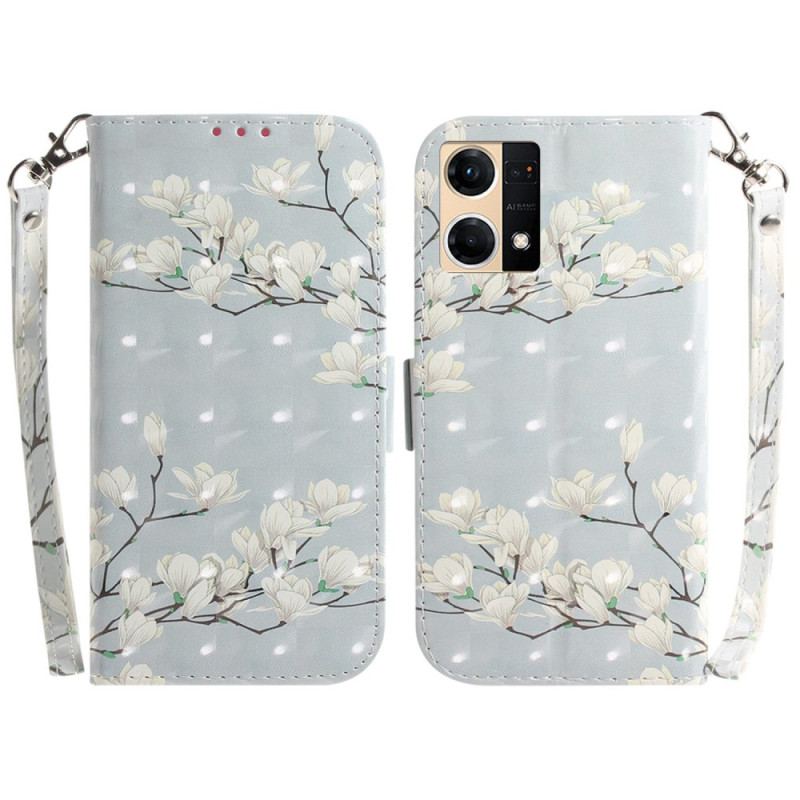 Housse Oppo Reno 7 Branche de Fleurs Blanches