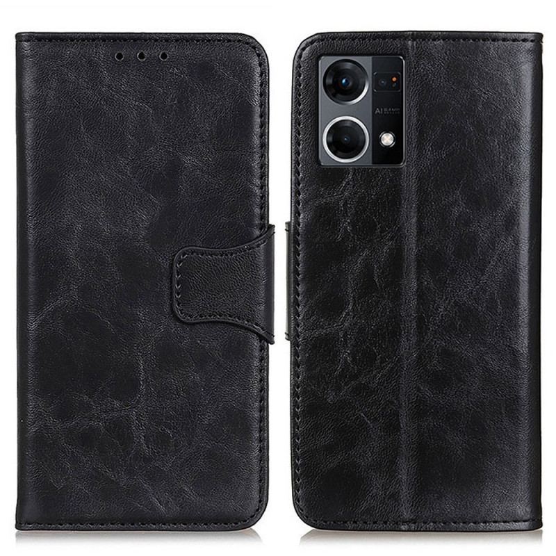 Housse Oppo Reno 7 Cuir Fendu Fermoir Réversible