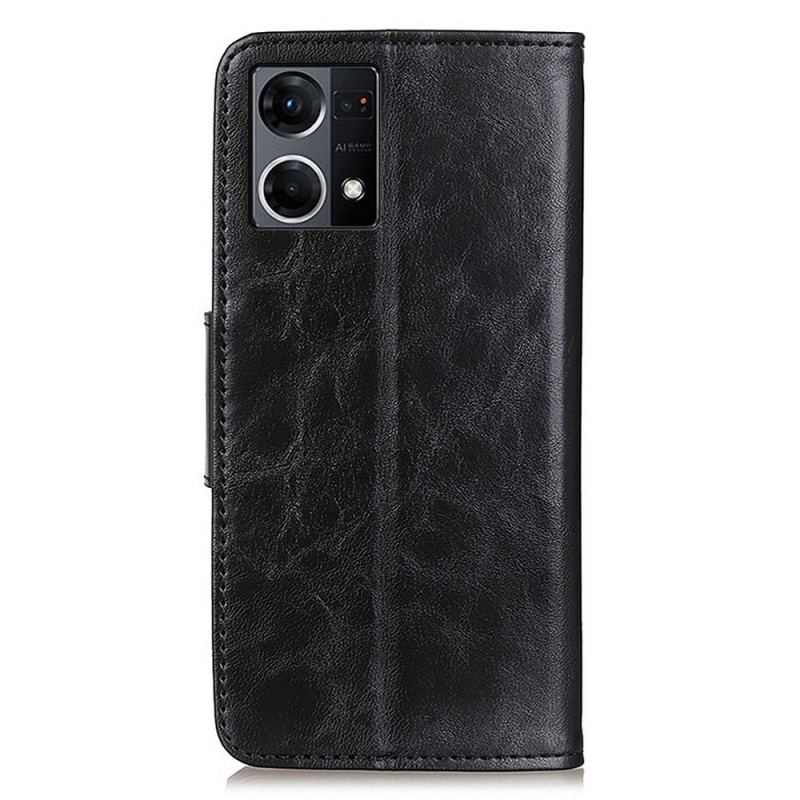 Housse Oppo Reno 7 Cuir Fendu Fermoir Réversible