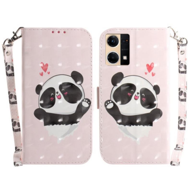 Housse Oppo Reno 7 Panda Love à Lanière