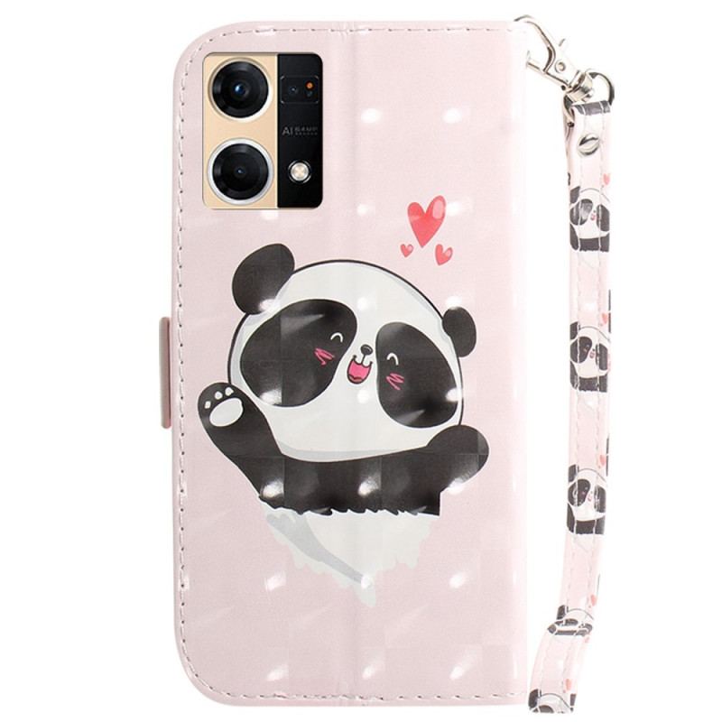 Housse Oppo Reno 7 Panda Love à Lanière