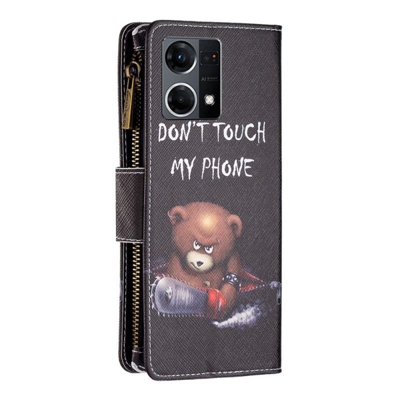 Housse Oppo Reno 7 Poche Zippée Ours