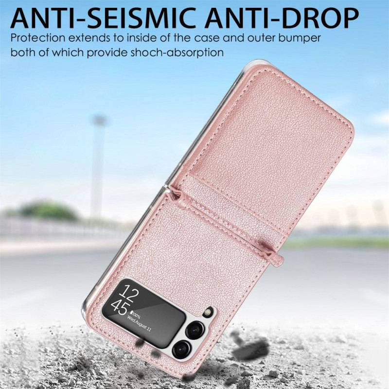 Coque Samsung Galaxy Z Flip 3 5G Texture Cuir Porte Carte