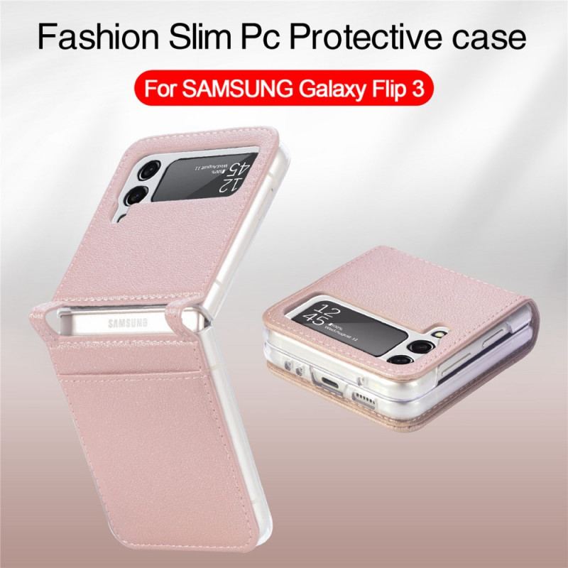 Coque Samsung Galaxy Z Flip 3 5G Texture Cuir Porte Carte