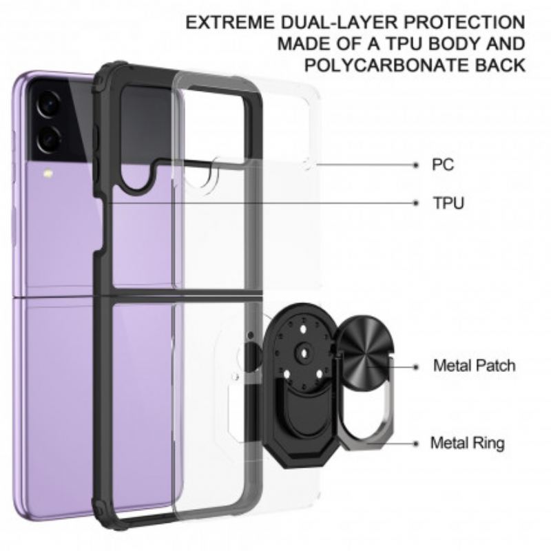 Coque Samsung Galaxy Z Flip 3 5G Transparente Anneau Métal