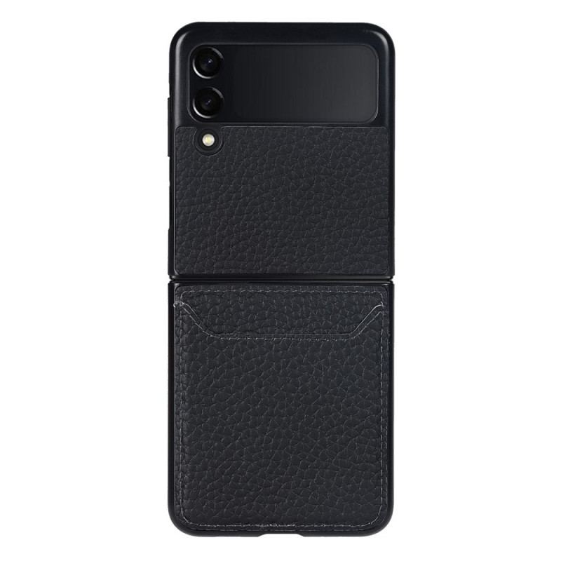 Coque Samsung Galaxy Z Flip 3 5G Véritable Cuir Litchi Porte-Carte