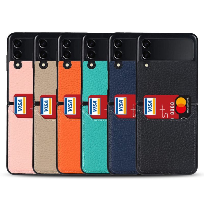 Coque Samsung Galaxy Z Flip 3 5G Véritable Cuir Litchi Porte-Carte