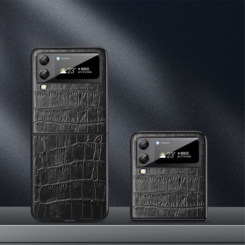 Coque Samsung Galaxy Z Flip 3 5G Véritable cuir Texture Crocodile