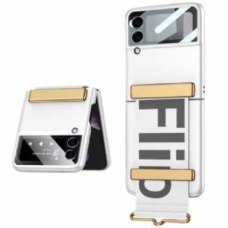 Coque Samsung Galaxy Z Flip 3 5G Verre Trempé et Sangle Lettres GKK