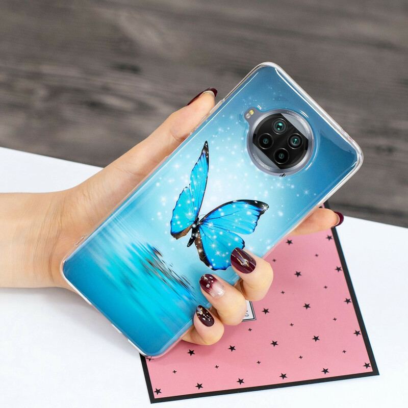 Coque Xiaomi Mi 10T Lite 5G / Redmi Note 9 Pro 5G Papillon Bleu Fluo