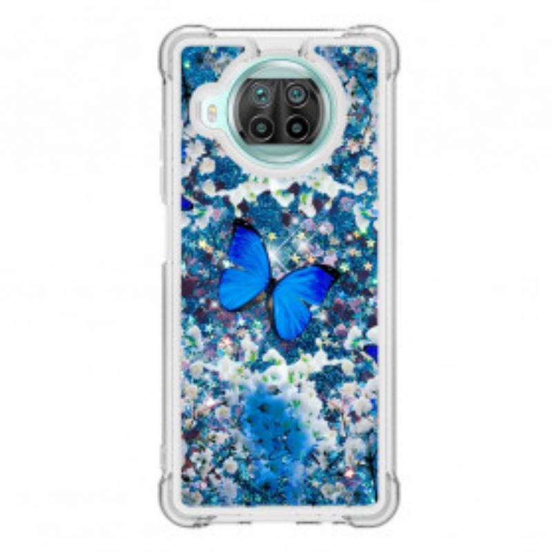 Coque Xiaomi Mi 10T Lite 5G  / Redmi Note 9 Pro 5G Papillons Bleus Paillettes