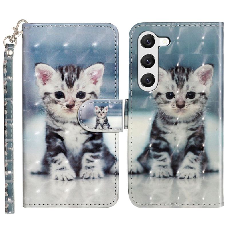 Housse Samsung Galaxy S24 5G Chaton avec Lanière