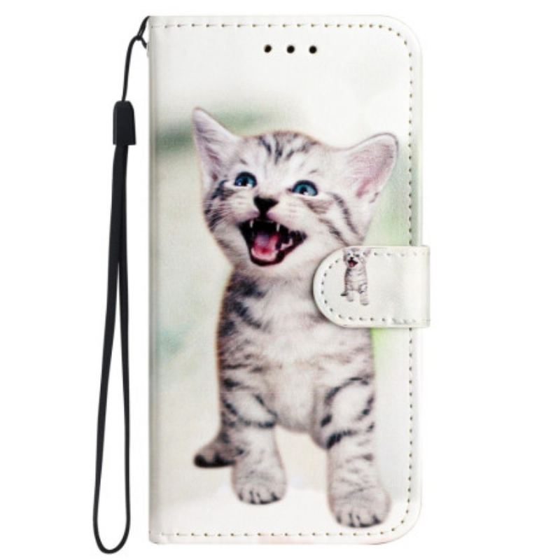 Housse Samsung Galaxy S24 5G Drôle de Chaton à Lanière