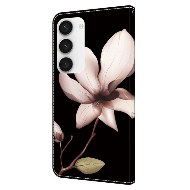 Housse Samsung Galaxy S24 5G Fleur Rose sur Fond Noir