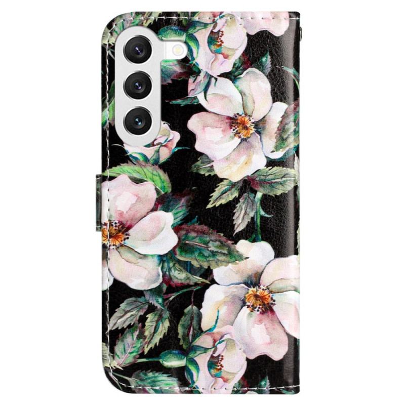 Housse Samsung Galaxy S24 5G Motif Magnolia à Lanière