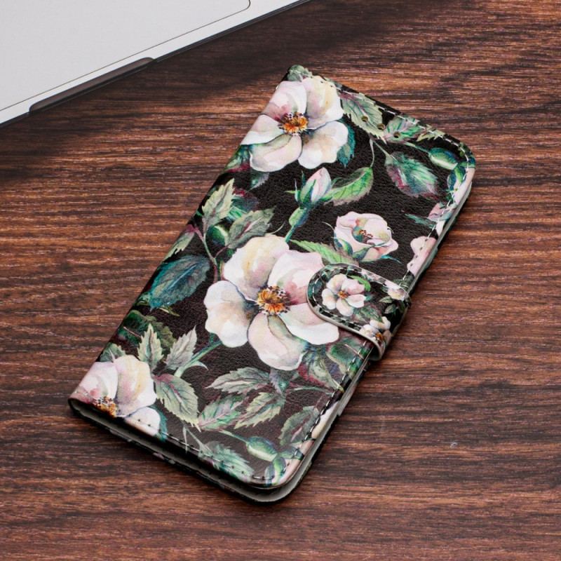 Housse Samsung Galaxy S24 5G Motif Magnolia à Lanière