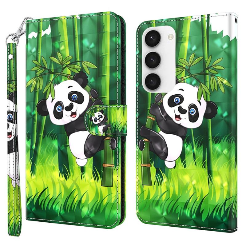 Housse Samsung Galaxy S24 5G Panda Bambou à Lanière