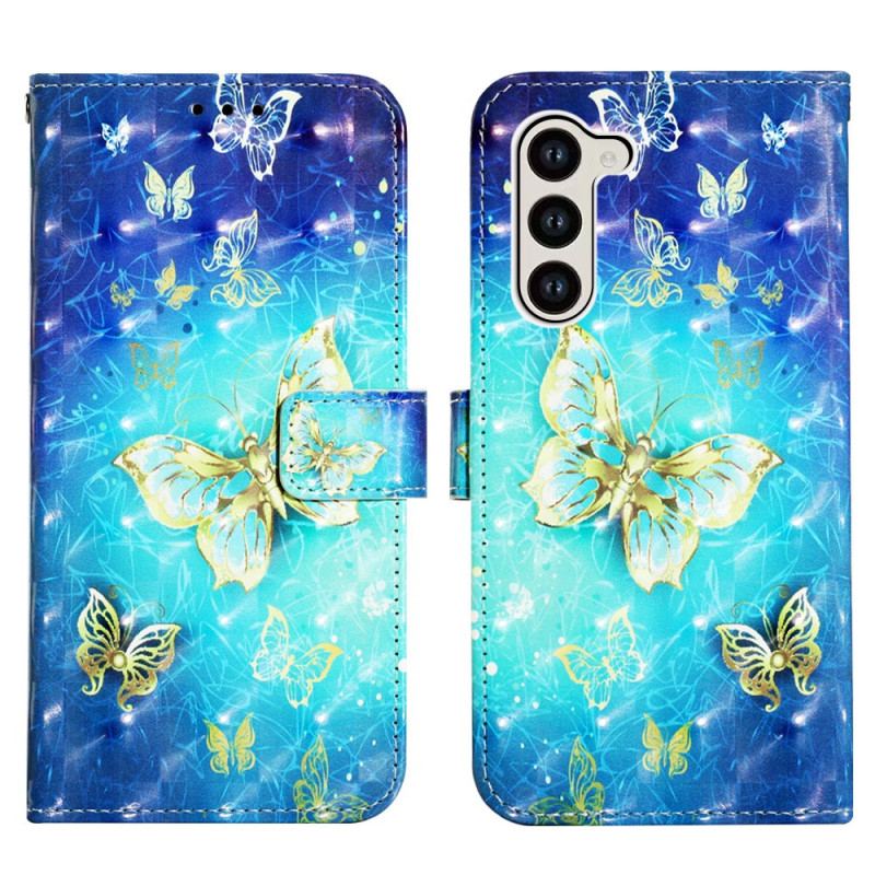 Housse Samsung Galaxy S24 5G Papillons dorés