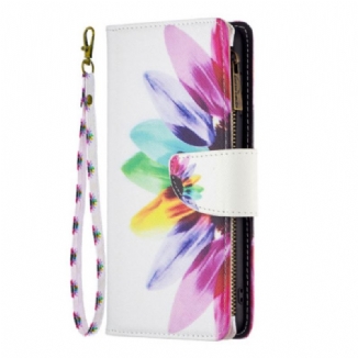 Housse Samsung Galaxy S24 5G Portefeuille Fleur Aquarelle à Lanière