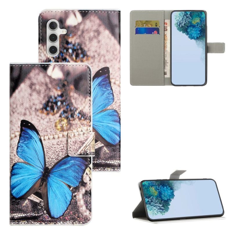 HousseSamsung Galaxy S24 5G Papillon Bleu