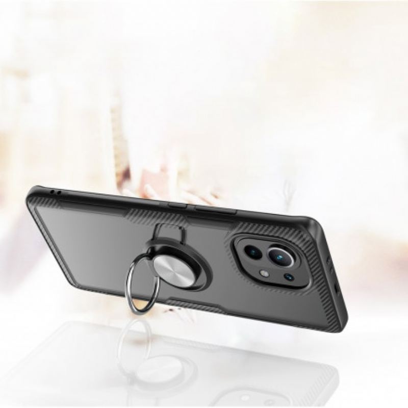 Coque Xiaomi Mi 11 Fibre Carbone Anneau Métallique