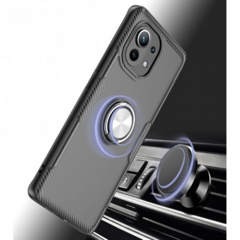 Coque Xiaomi Mi 11 Fibre Carbone Anneau Métallique