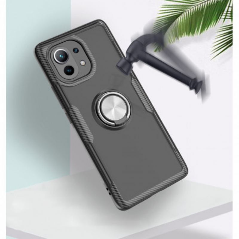 Coque Xiaomi Mi 11 Fibre Carbone Anneau Métallique